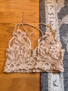 FP One Tan Lace Bralette Womens Size Small